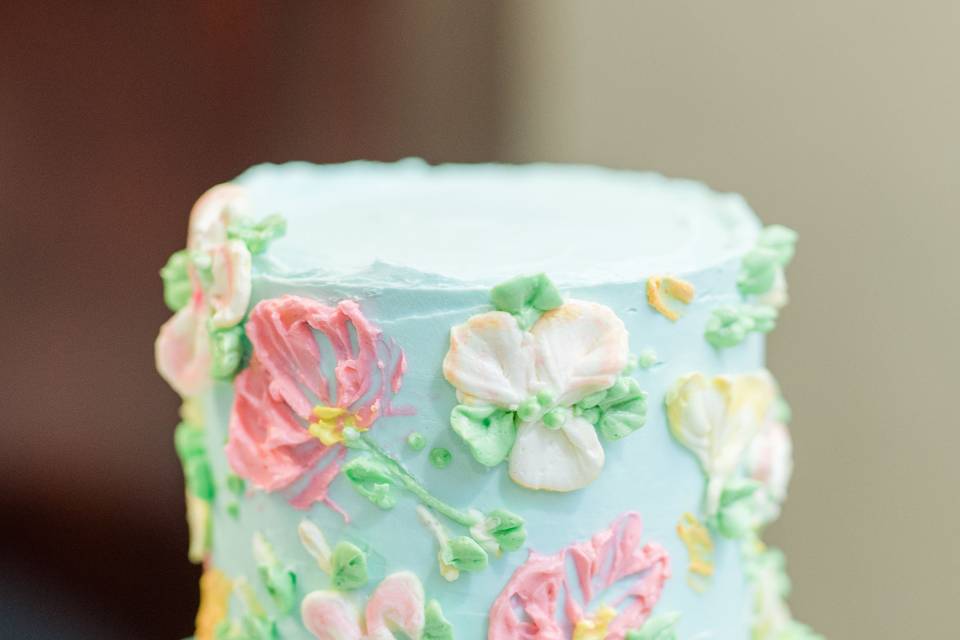 Painted buttercream cake