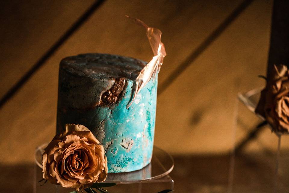 Teal Age Stone Cake