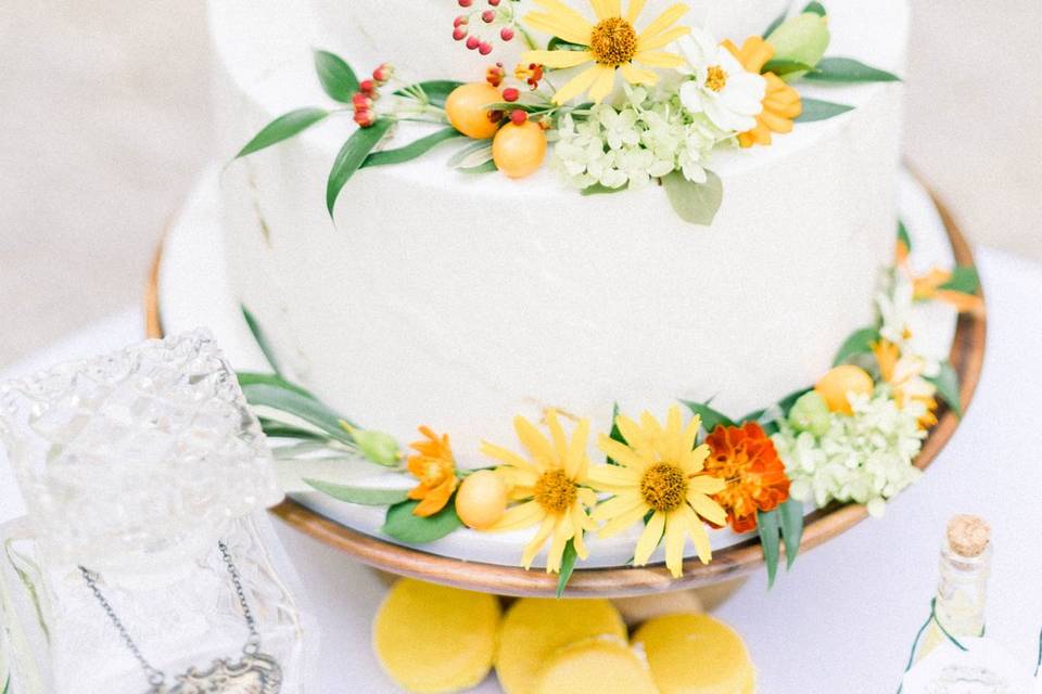 Blue Floral Painted Cake