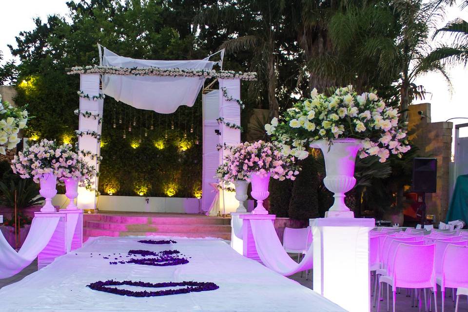 A beautiful chuppah waits