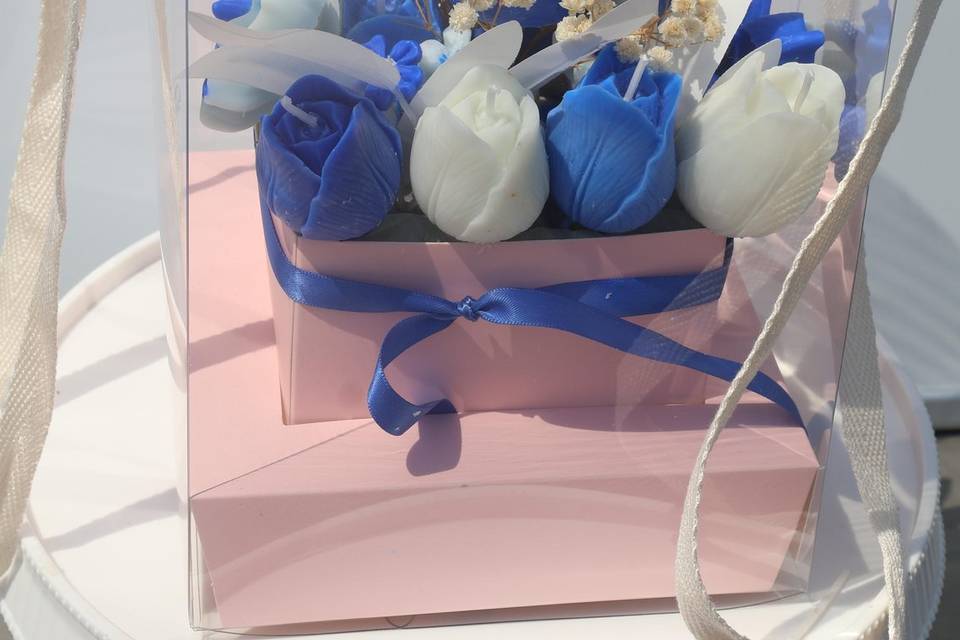 Blue and white
