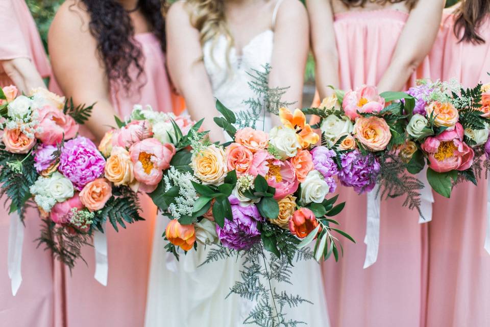 Colorful citrus escort table