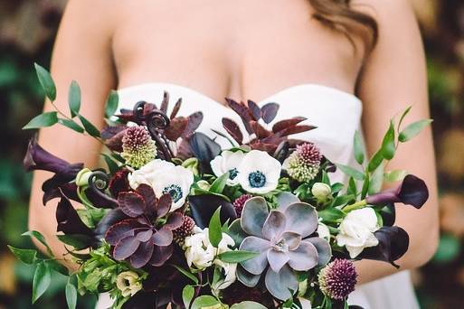 Soft peony bridal bouquet