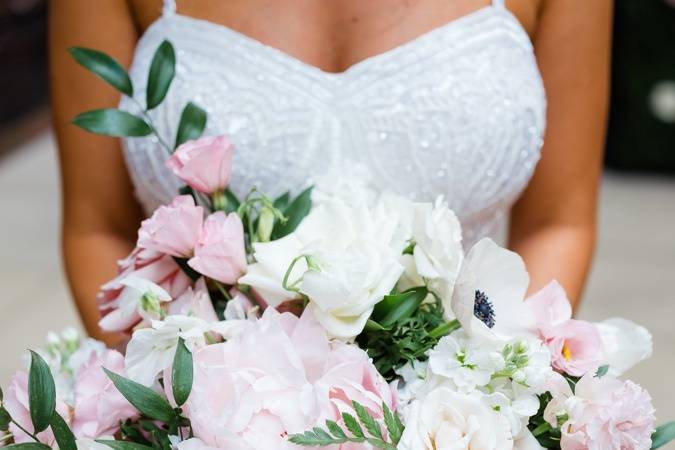 Soft peony bridal bouquet