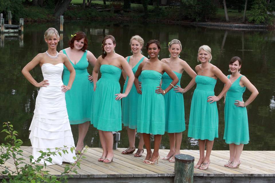 The bride with her bridesmaids