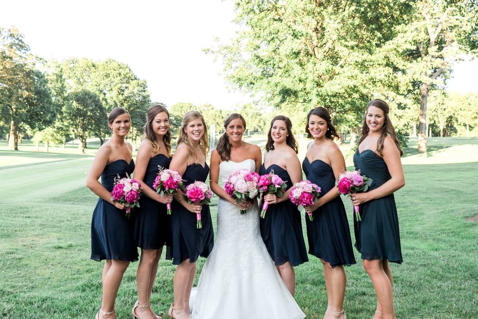 Pink Flowers look stunning on Navy Blue