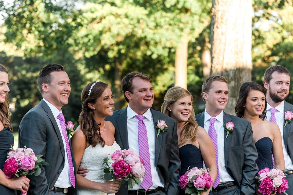 The bridesmaids and groomsmen