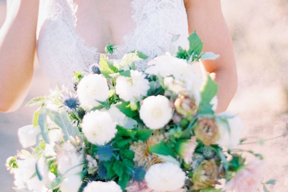 Bride holding bouquet