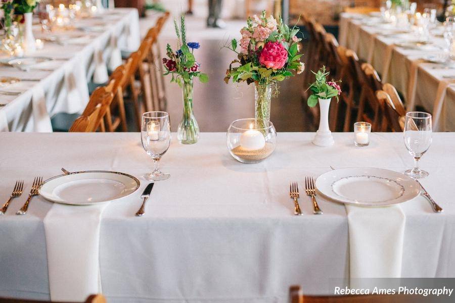 Table setup with centerpiece