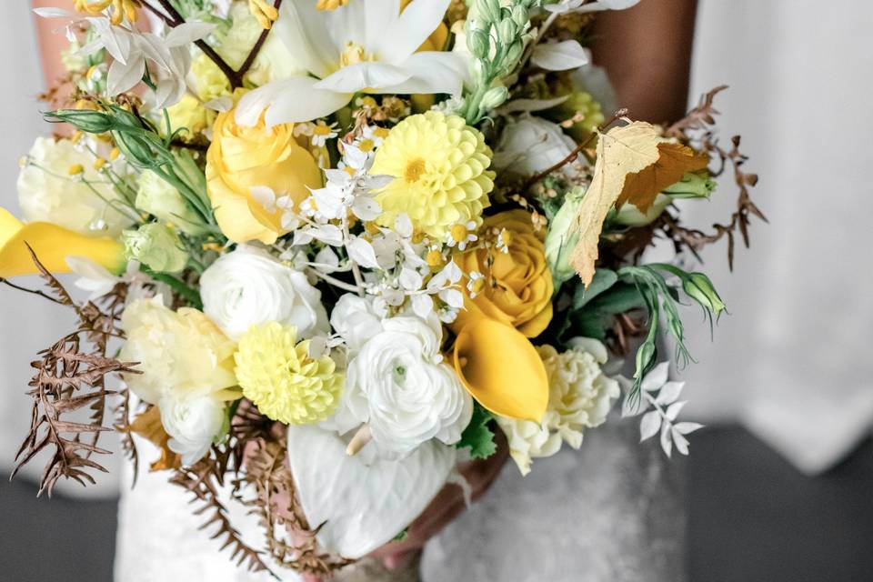 Yellow bridal bouquet