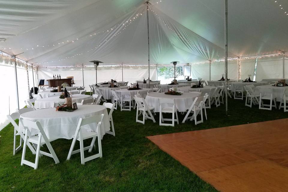 Guest tables inside the tent