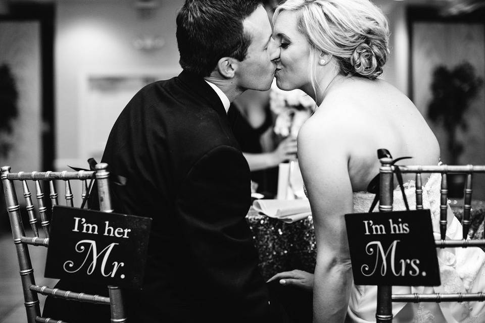 Newlyweds kiss