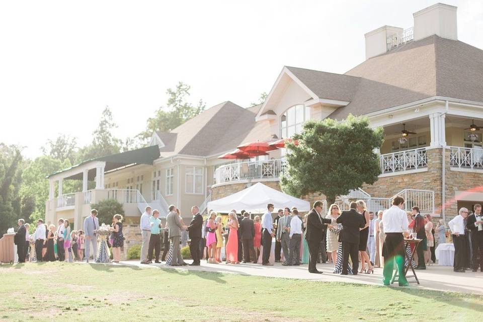 Wedding guests outside