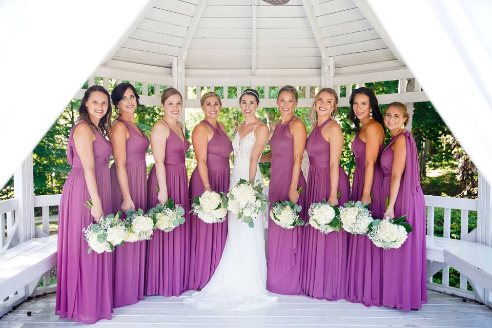 Wedding party in purple