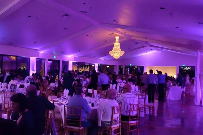 Purple lit ballroom