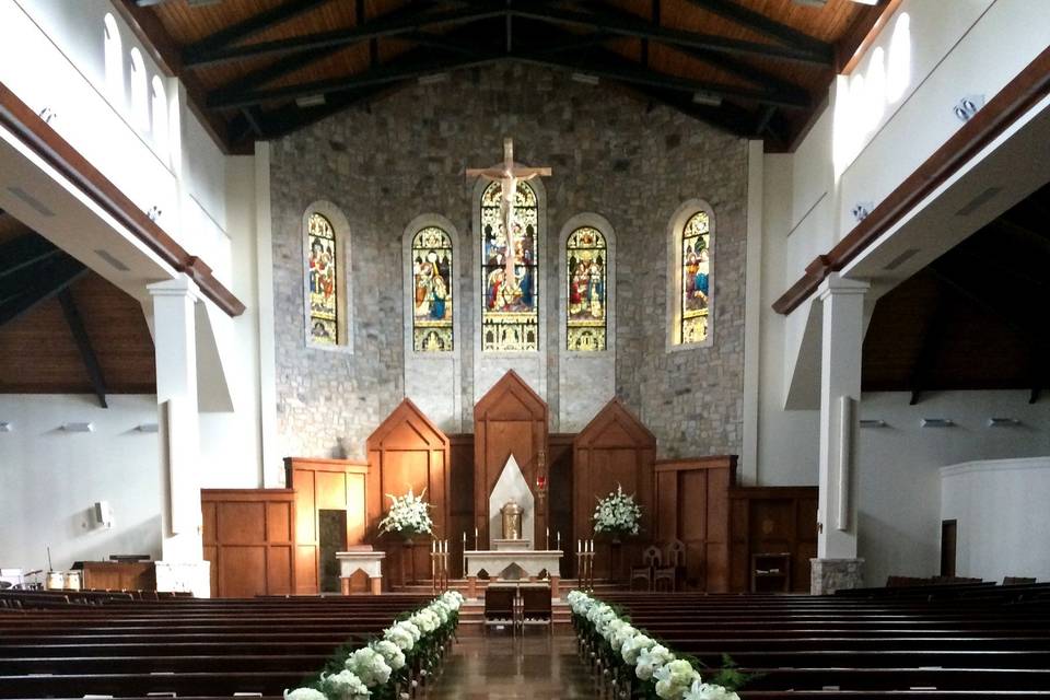 Large church wedding decor