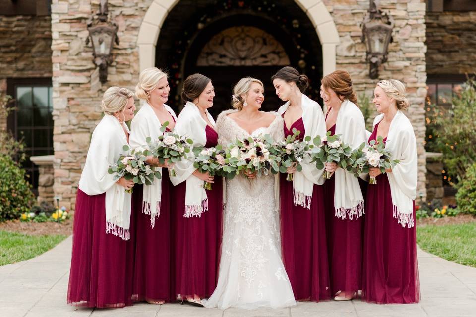 Burgundy and white bridal