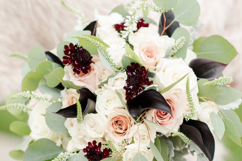 Burgundy and blush bouquet