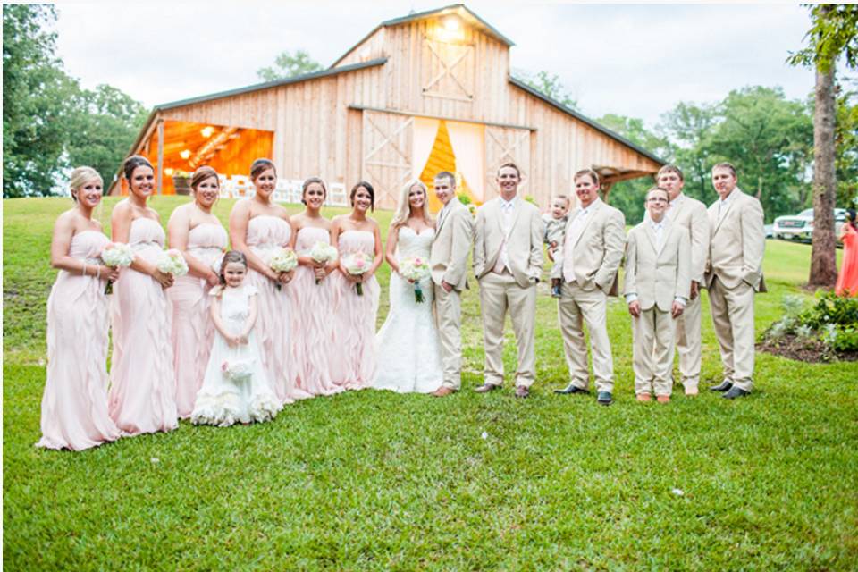 Couple and wedding attendants