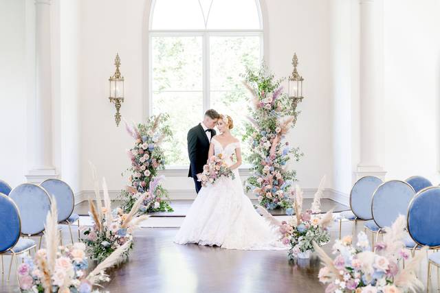 Dusty Blue & Blush Chapel Wedd