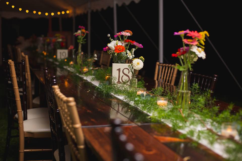 Long table setup and decor