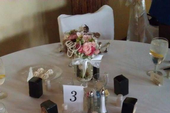 Table setup with centerpiece