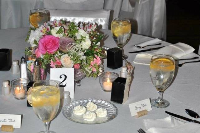 Table setup with centerpiece