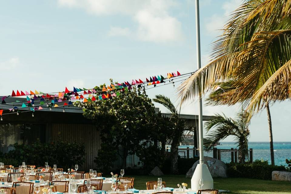 Lawn set-up for dinner