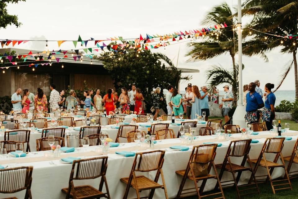 Lawn set-up for dinner