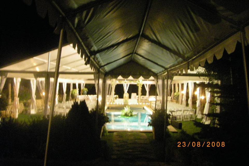 Two tents and a pool
