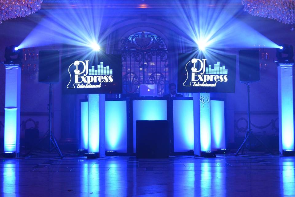 DJ booth with lighting