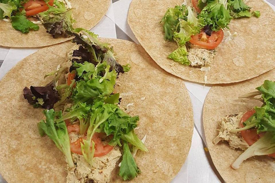 Smoked chicken salad wraps