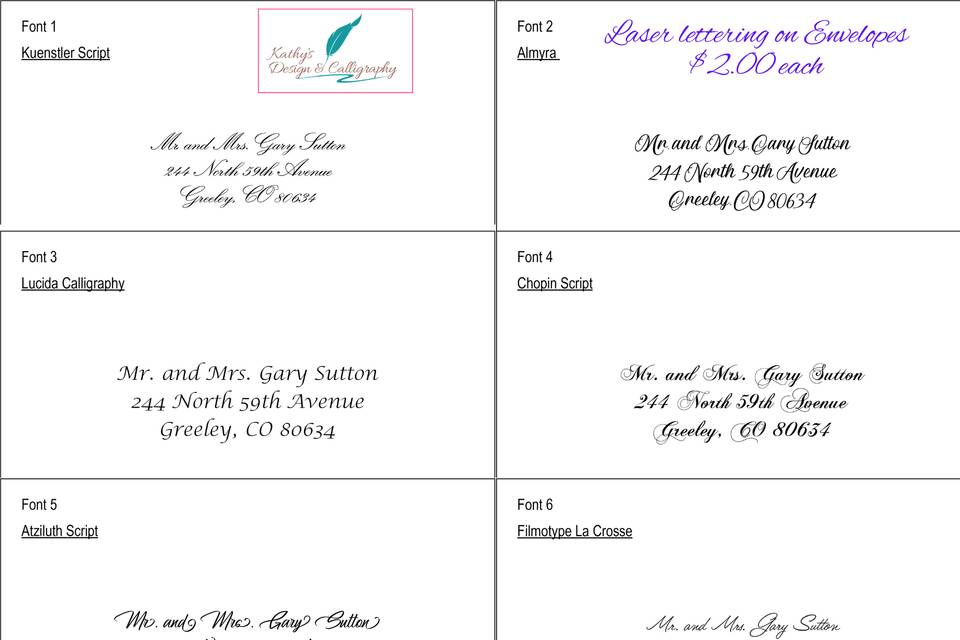 Laser lettering for Envelopes