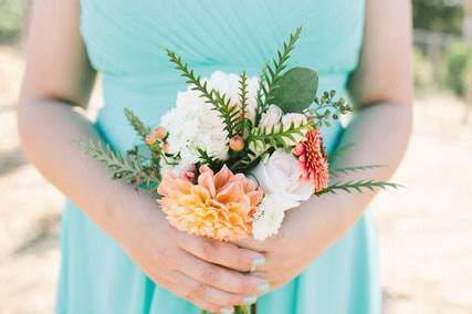 Posey peach bridesmaids bouquet