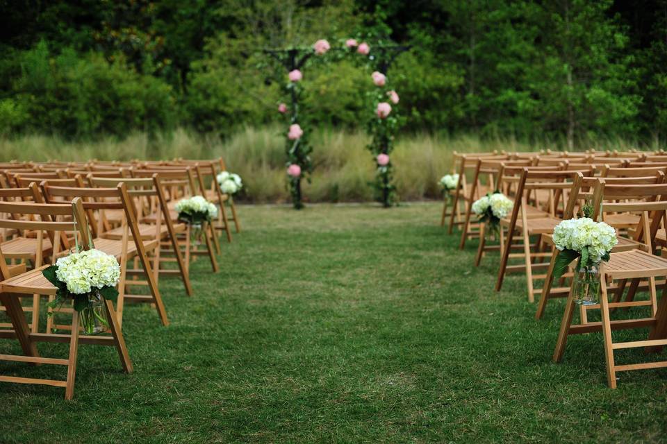 Outdoor wedding setup