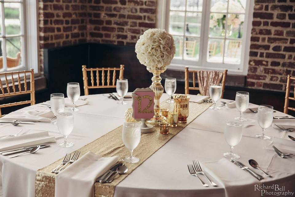 Table setup with centerpiece