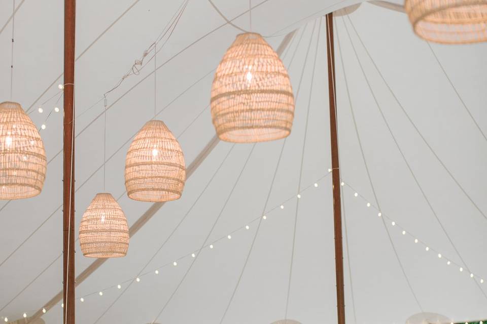 Lights in the reception tent