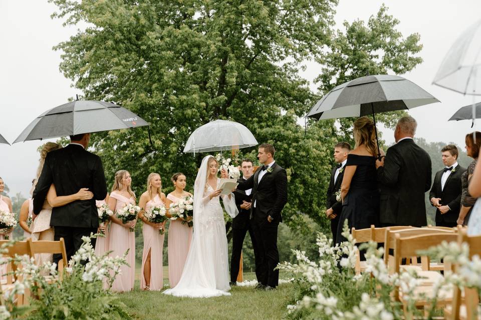 Vows in the rain!