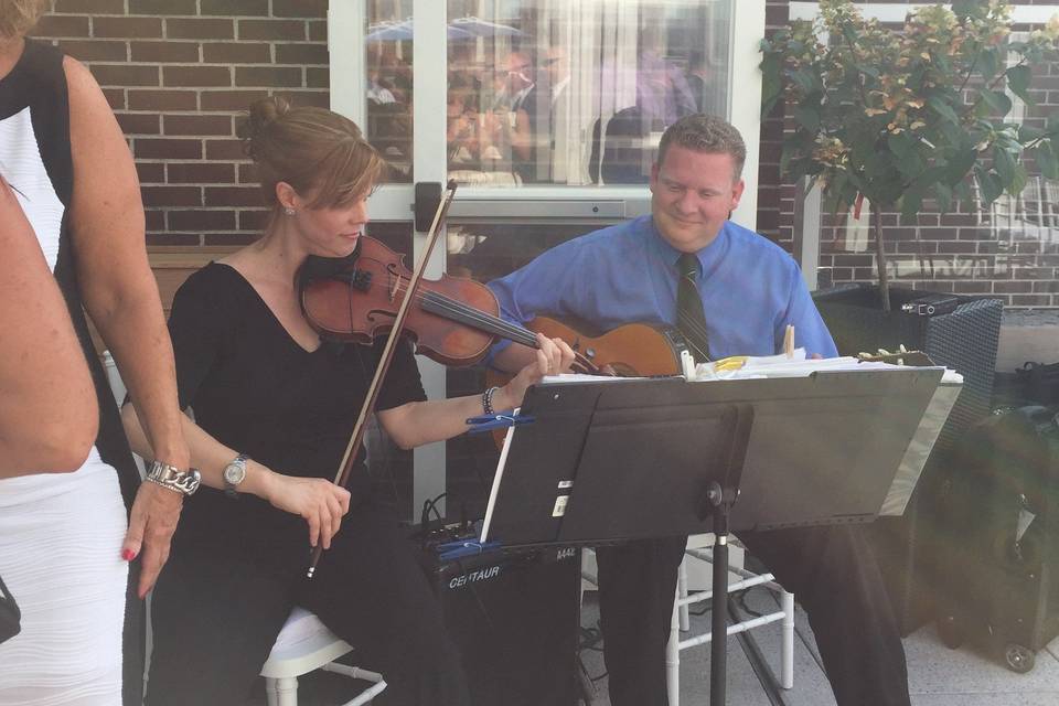 Guitar and violin at a wedding in Providence . Kate Chen Violin