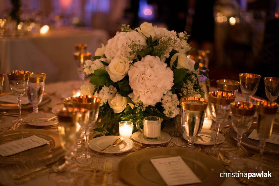 Table setup with centerpiece