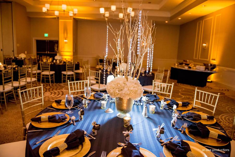 Table setup with centerpiece