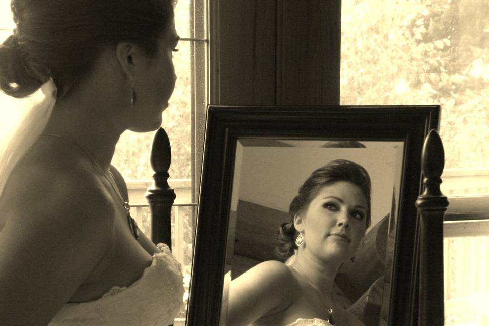 Bride in the dressing area