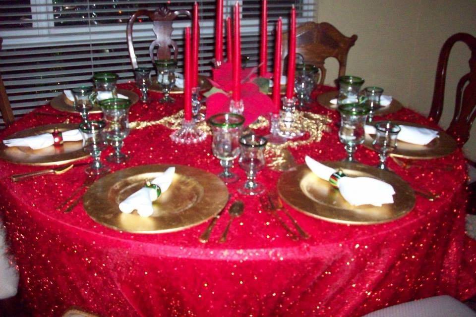 Table set up with candle centerpiece