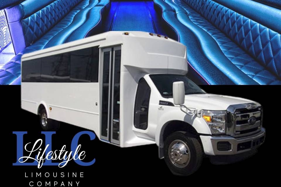White Limo Party Bus