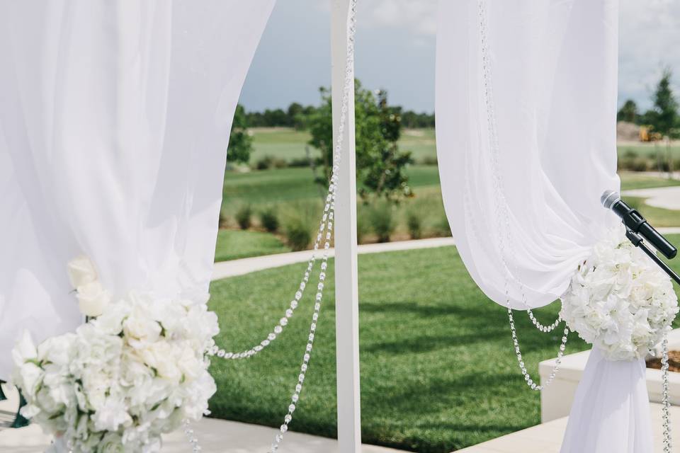 Decorated wedding arbor