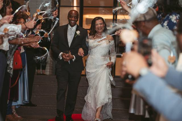 Couples departure with sparklers