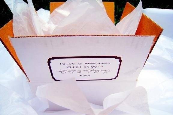 The Jewelry Box Invitation is delivered in a white box and is sealed with unique postage to match your invitation.