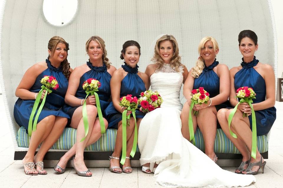 Bride with her lovely bridesmaids