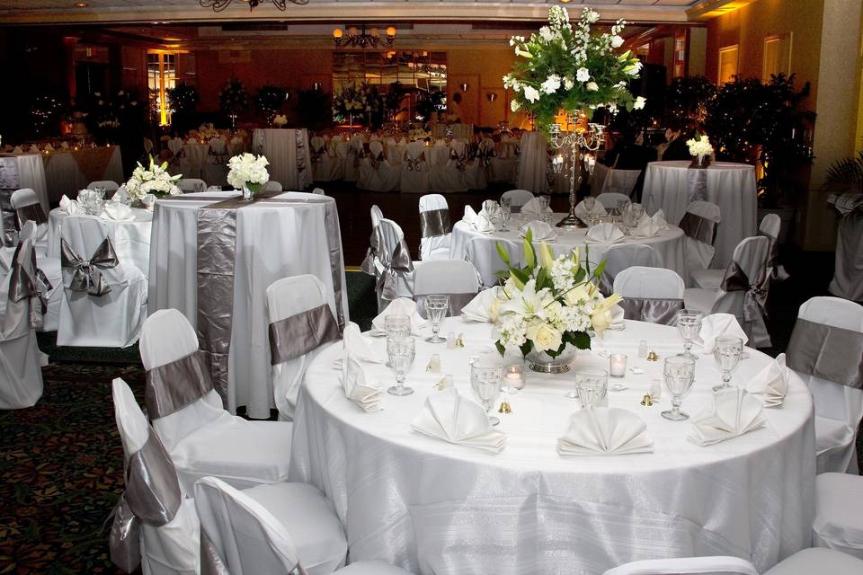 Reception tables and floral decor