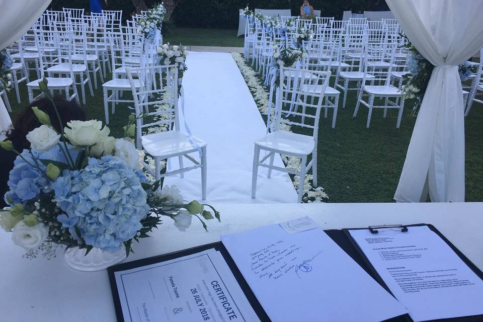 Officiant's script and the wedding venue